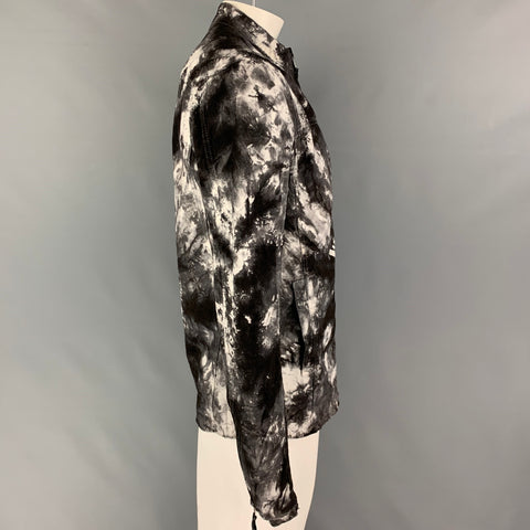 BE EDGY Size XL Black White Tie Dye Cotton Zip Up Jacket