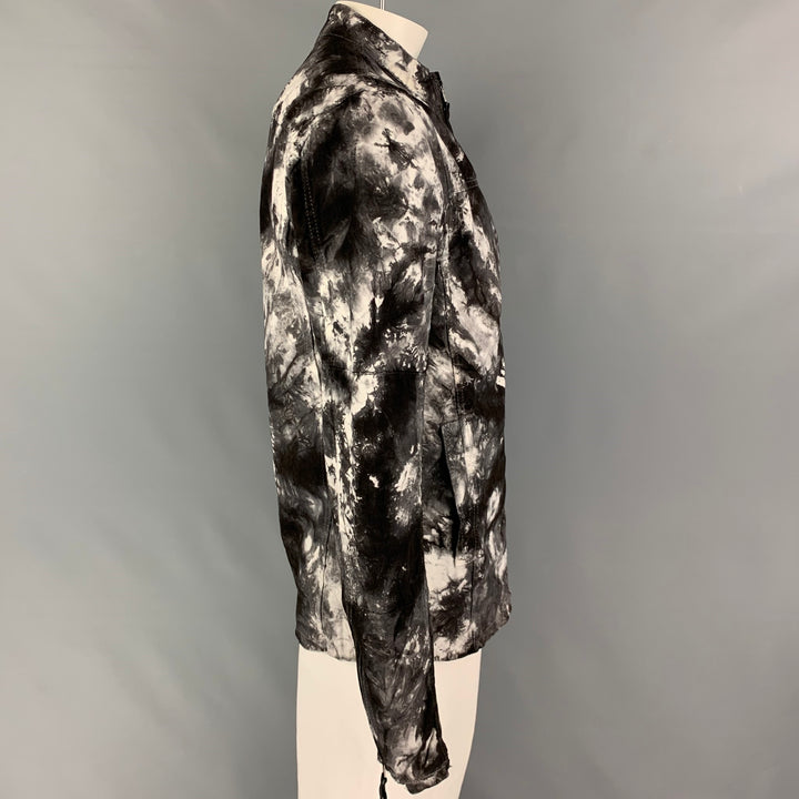 BE EDGY Size XL Black White Tie Dye Cotton Zip Up Jacket