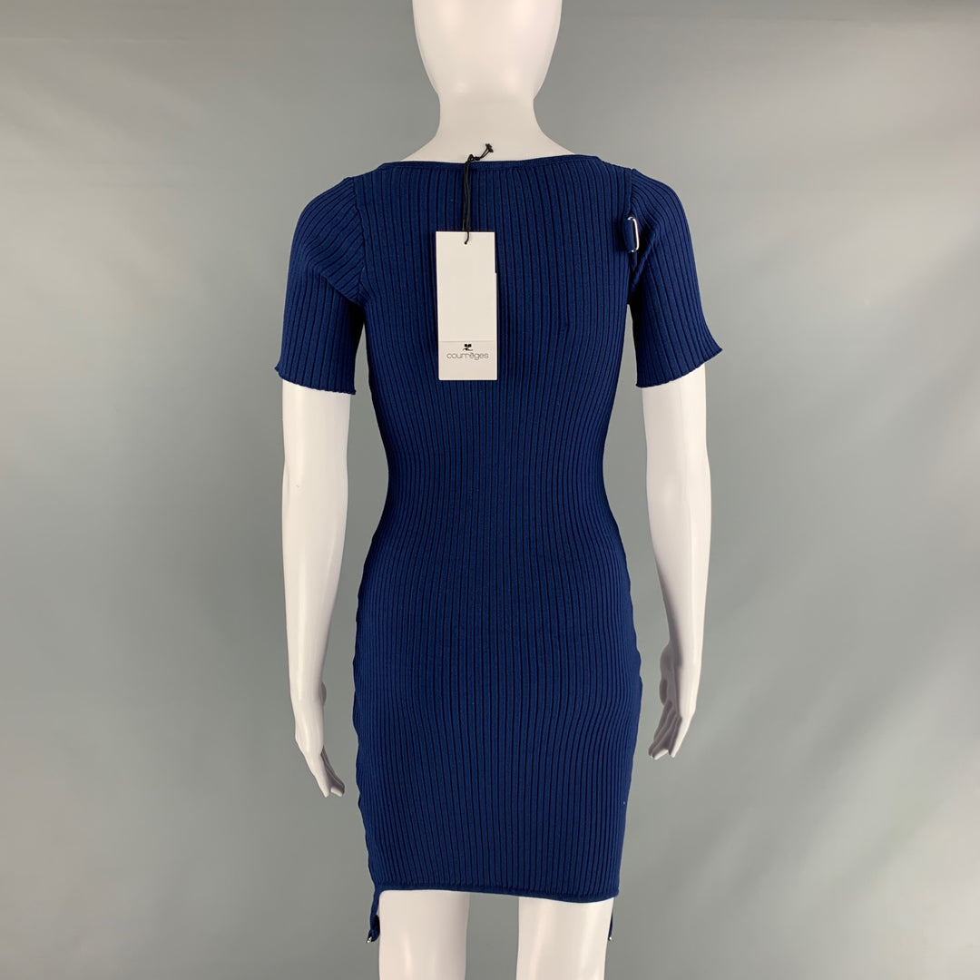 COURREGES Size S Blue Viscose Polyester Ribbed Fitted Dress – Sui Generis  Designer Consignment