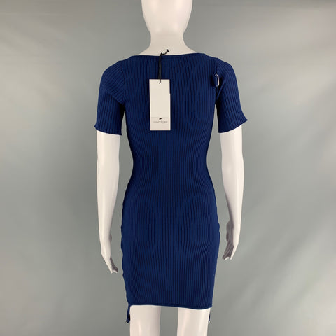 COURREGES Size S Blue Viscose Polyester Ribbed Fitted Dress