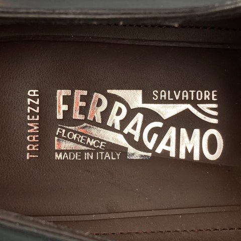 SALVATORE FERRAGAMO Tramezza Size 10.5 Black Leather Lace Up Shoes