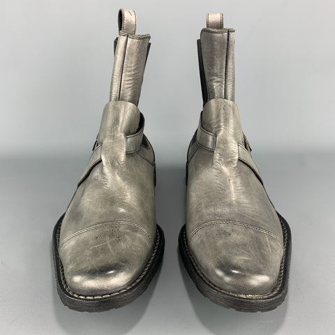NEIL BARRETT Taille 7 Bottines à détail de sangle en cuir antique gris