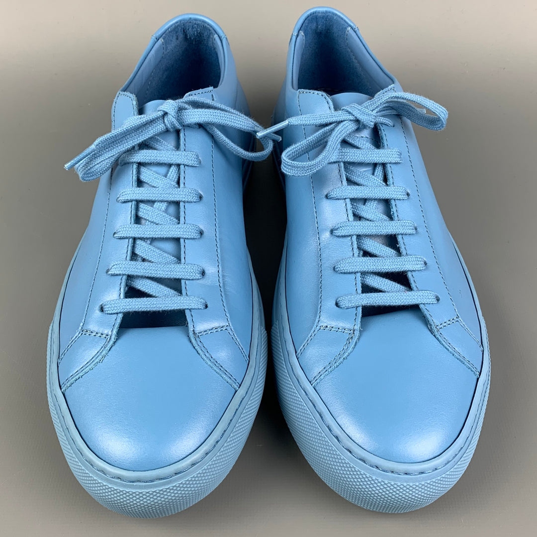 COMMON PROJECTS Size 10 Light Blue Leather Sneakers