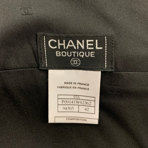 CHANEL Size 10 Black Wool A-Line Skirt