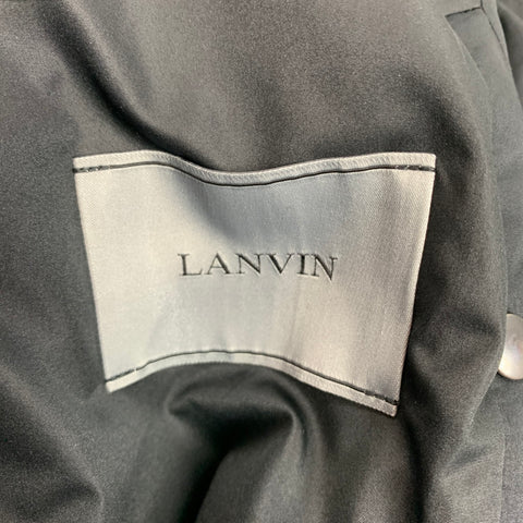 LANVIN Size 42 Olive Wool Zip Up Hooded Zip Up Jacket