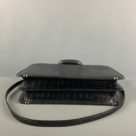 BRUCEGAO Black Crocodile Leather Briefcase Bags & Leather Goods
