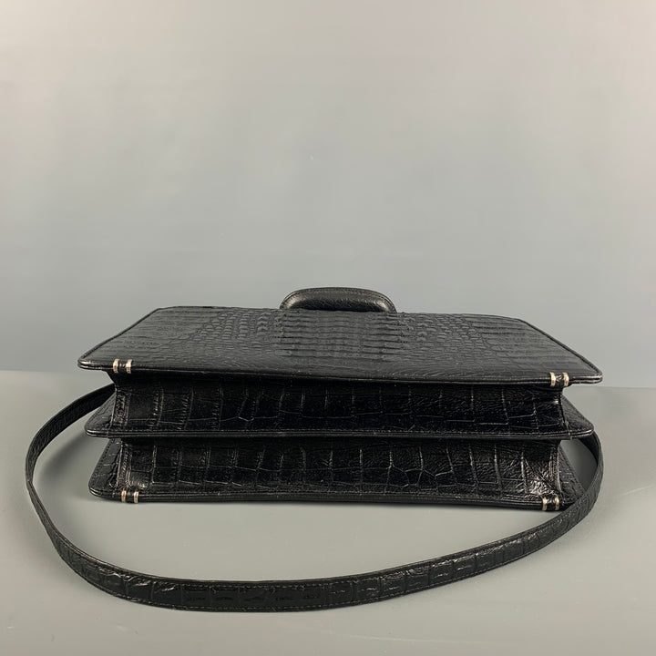BRUCEGAO Black Crocodile Leather Briefcase Bags & Leather Goods