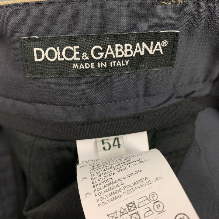 DOLCE & GABBANA Size 36 Grey & Khaki Wool Blend Pleated Dress Pants