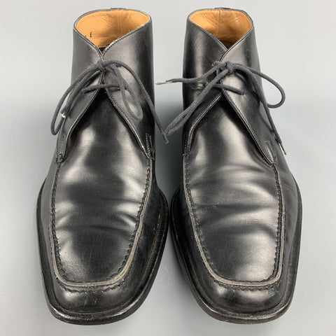 BALLY Size 9 Black Leather Chukka Lace Up Shoes