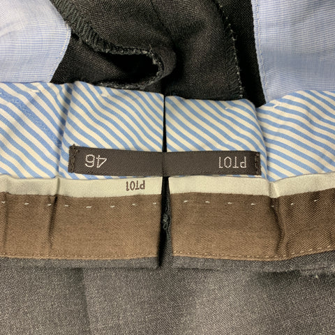 PT01 Size 30 Charcoal Virgin Wool Cuffed Dress Pants
