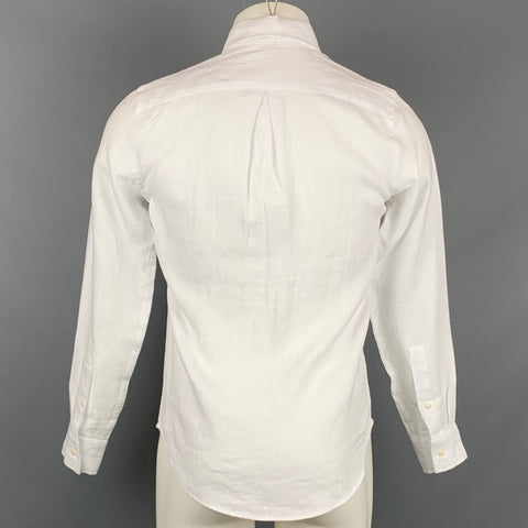 ALEX CRANE Size XS White Satin Linen Button Down Long Sleeve Shirt