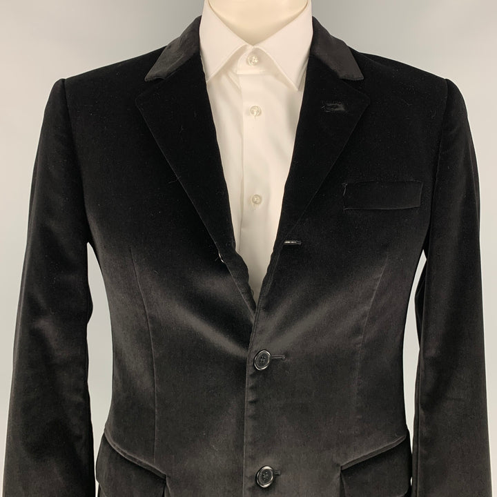 VERSUS by GIANNI VERSACE Size 40 Black Cotton Blend Velvet Sport Coat