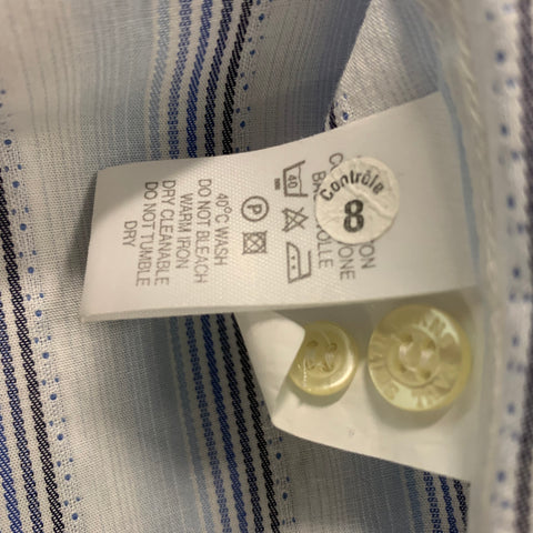PAUL SMITH Size L Blue Striped Trim Cotton Button Down Long Sleeve Shirt
