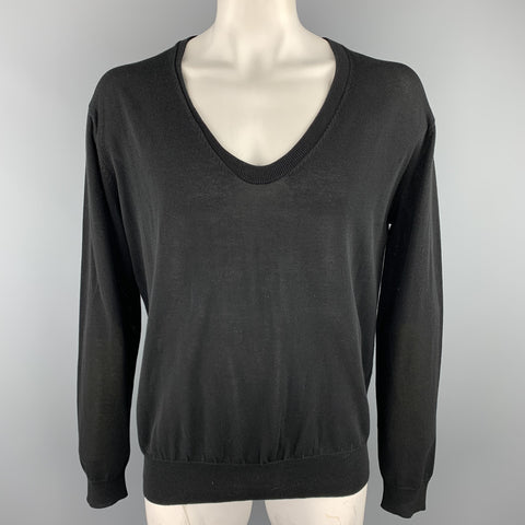 HOPE Size M Black Cotton Blend Scoop Neck Oversized Pullover