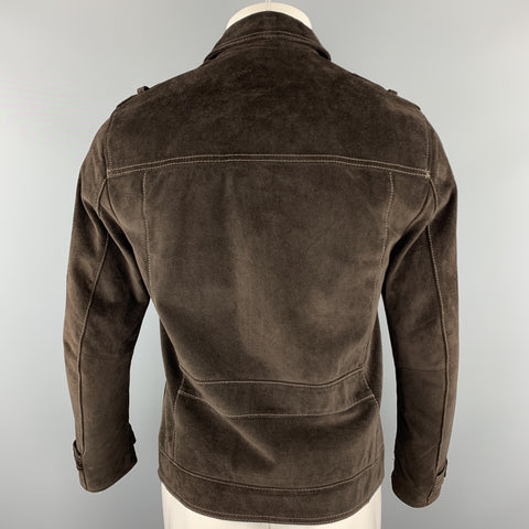 JOHN VARVATOS * U.S.A. Size S Brown Solid Suede Buttoned Jacket