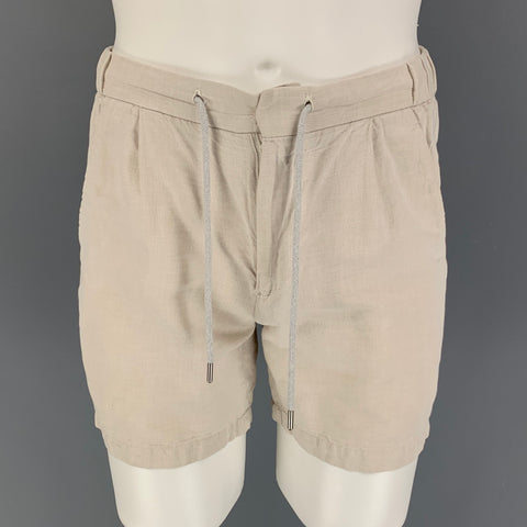SUITSUPPLY Size 28 Oatmeal Linen Cotton Drawstring Shorts