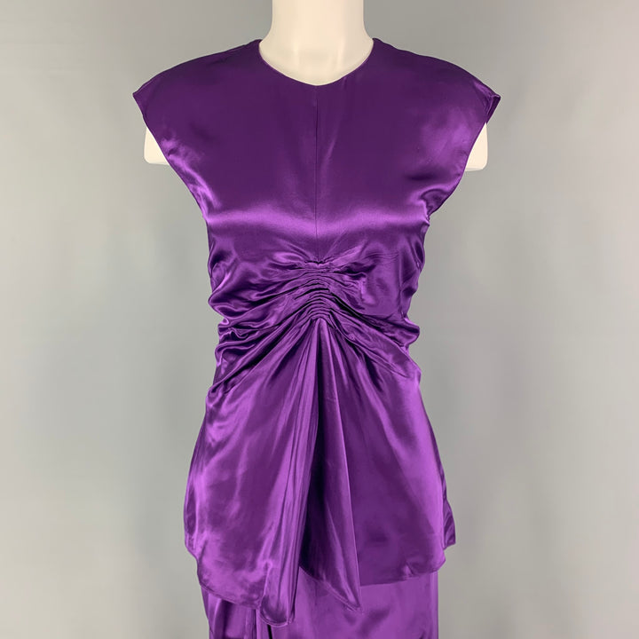 SIES MARJAN Size 4 Purple Ruched Sleeveless Skirt Set