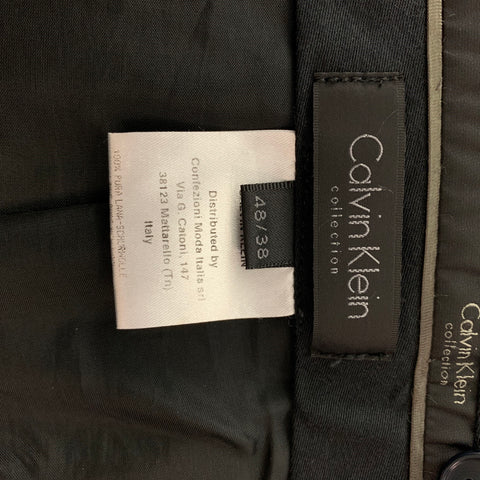 CALVIN KLEIN COLLECTION Size 38 Black Wool Peak Lapel Tuxedo Suit