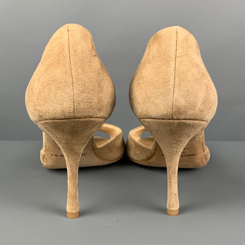 JIMMY CHOO Escarpins à bout ouvert en daim taupe taille 13