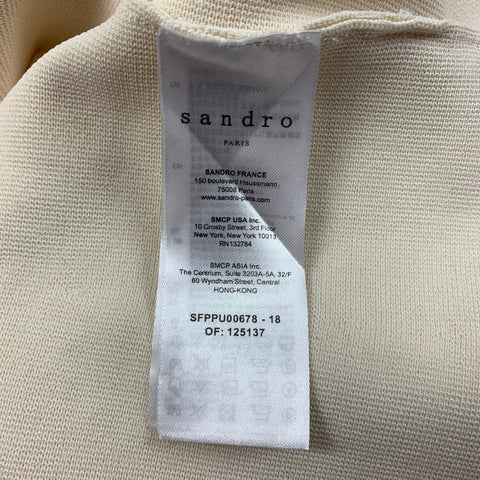 SANDRO Size 2 Cream Red Viscose Polyamide Short Sleeve Dress