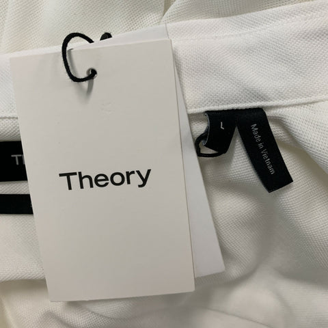 THEORY Size L White Cotton  Polyester Long Sleeve Shirt