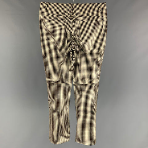 JEAN PAUL GAULTIER Size 32 Black White Gingham Silk Flat Front Casual Pants