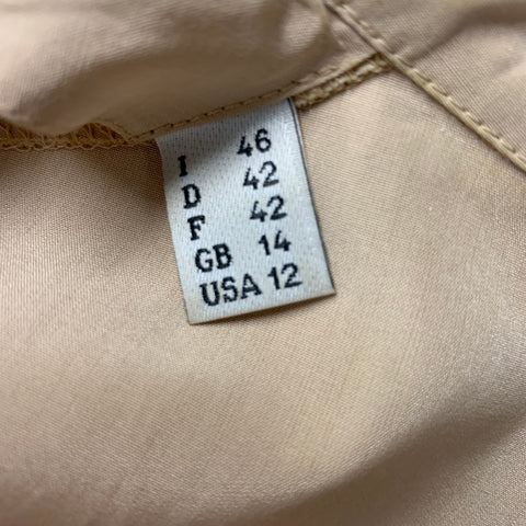 ALBERTA FERRETTI Size 12 Beige Silk Blend Solid Long Sleeve Blouse