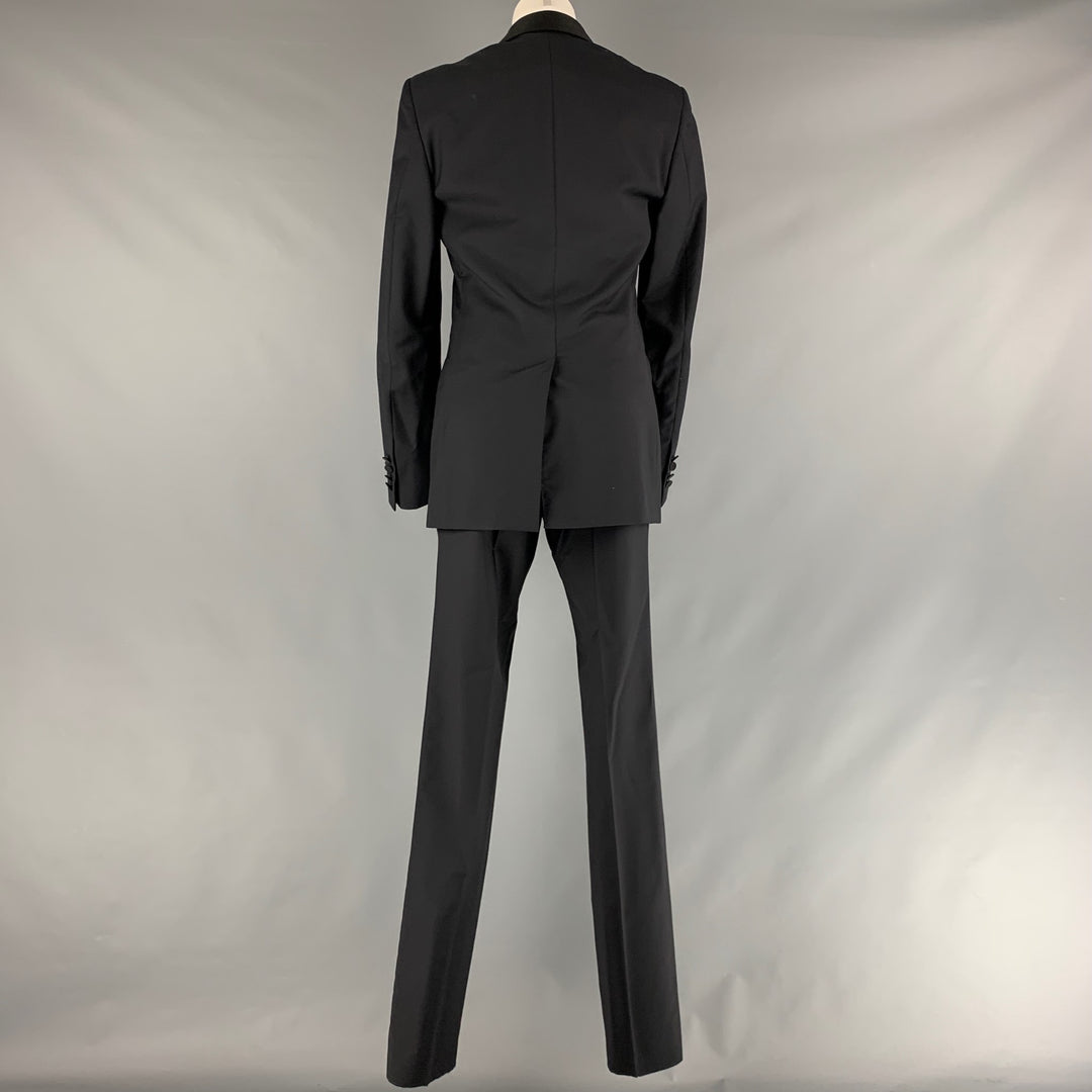 LANVIN Size 34 Navy Solid Wool Mohair Shawl Collar Tuxedo