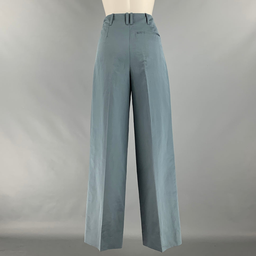 THE ROW Size 0 Grey Cotton Ramie High Waisted Dress Pants Sui Generis Designer Consignment THE ROW Size 0 Grey Cotton Ramie High Waisted Dress Pants Sui Generis Designer Consignment