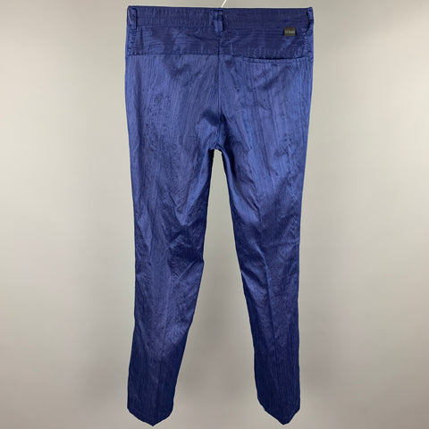 BILLTORNADE Size 32 Blue Textured Silk Zip Fly Casual Pants