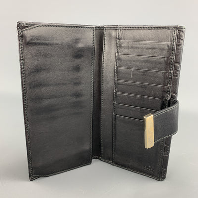 GUCCI Monogram Embossed Black Leather Checkbook Wallet