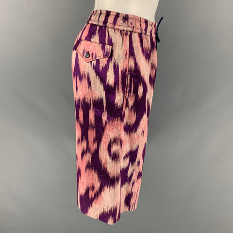 GUCCI Size S Purple Pink Abstract Silk Blend Joggers Shorts