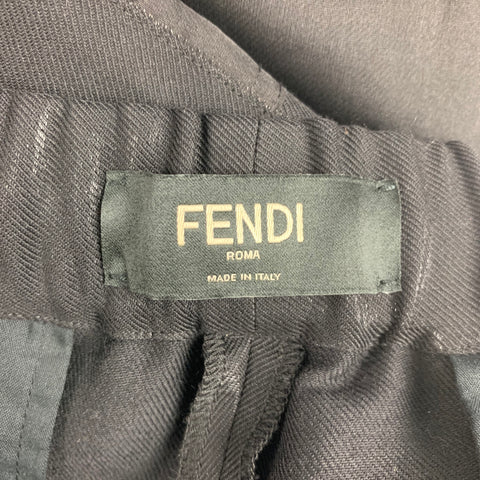 FENDI Size 34 Black Sheer Virgin Wool Polyester Cargo Casual Pants