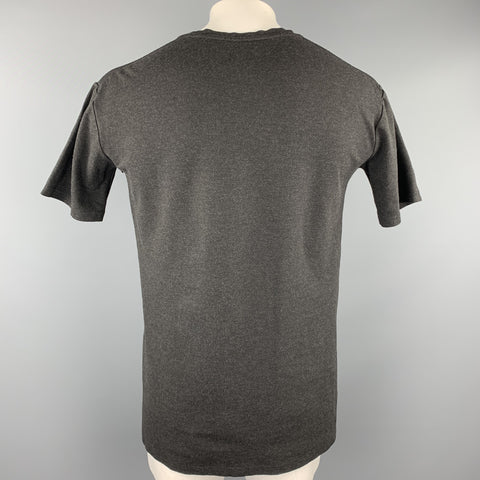 TRES BIEN Size L Charcoal Heather Viscose Blend Crew-Neck T-shirt