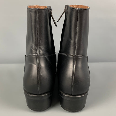 CHRISTIAN DADA Taille 9 Bottes à fermeture éclair latérale en cuir noir