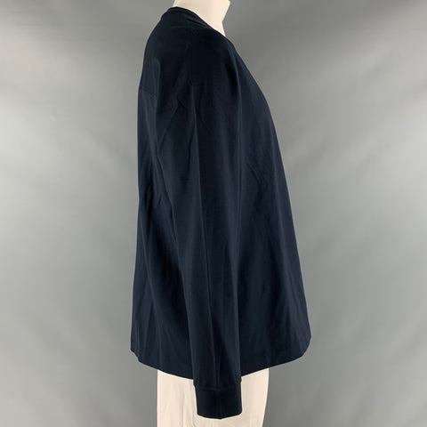 THEORY Size XXL Navy Viscose Blend Crew-Neck Pullover