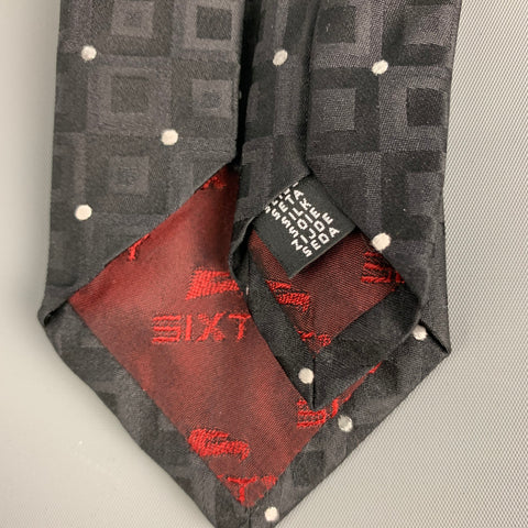 SIXTY Black White Dots Silk Skinny Tie