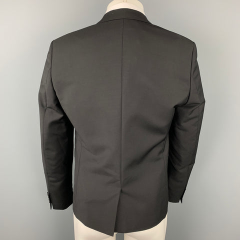 KRIS VAN ASSCHE Size 40 Black Patches Wool Notch Lapel Sport Coat