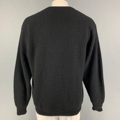 NEIMAN MARCUS Size XXL Black Knitted Cashmere Crew-Neck Sweater
