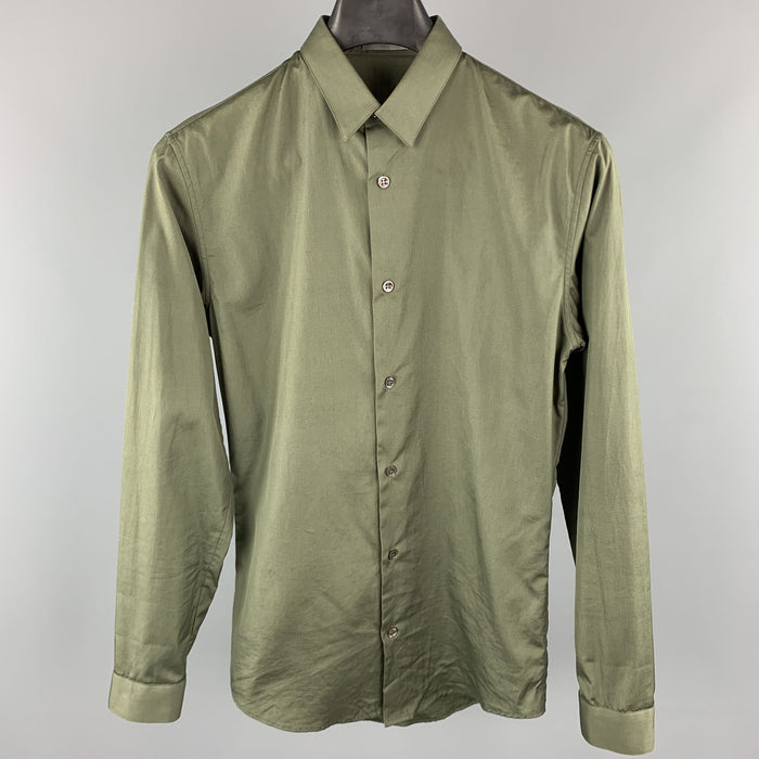 DIOR HOMME Size XS Olive Cotton Button Up Long Sleeve Shirt