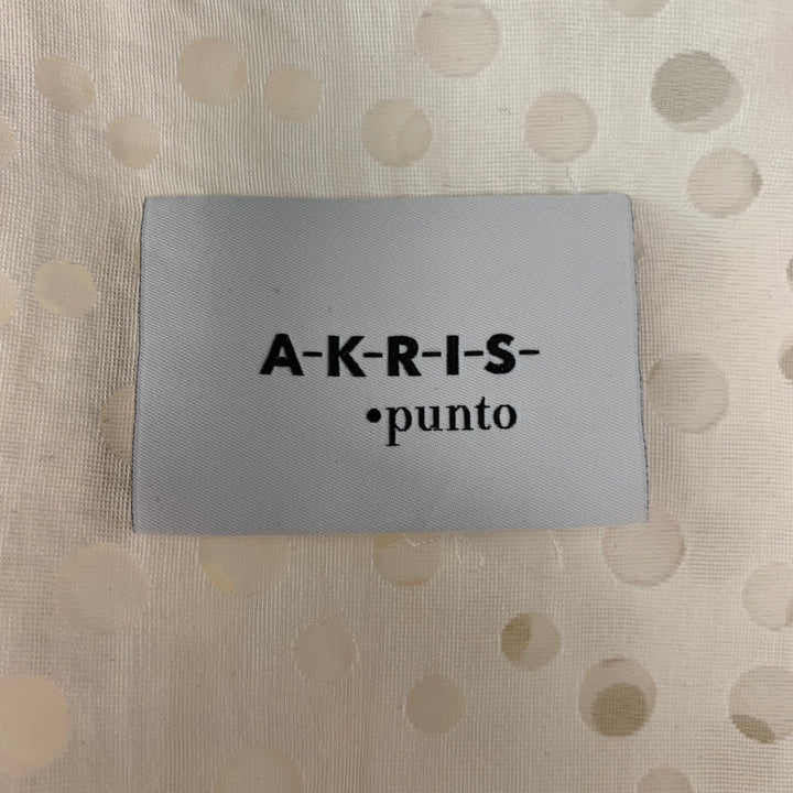 AKRIS Taille 6 Haut décontracté surdimensionné en viscose blanche et nylon à pois