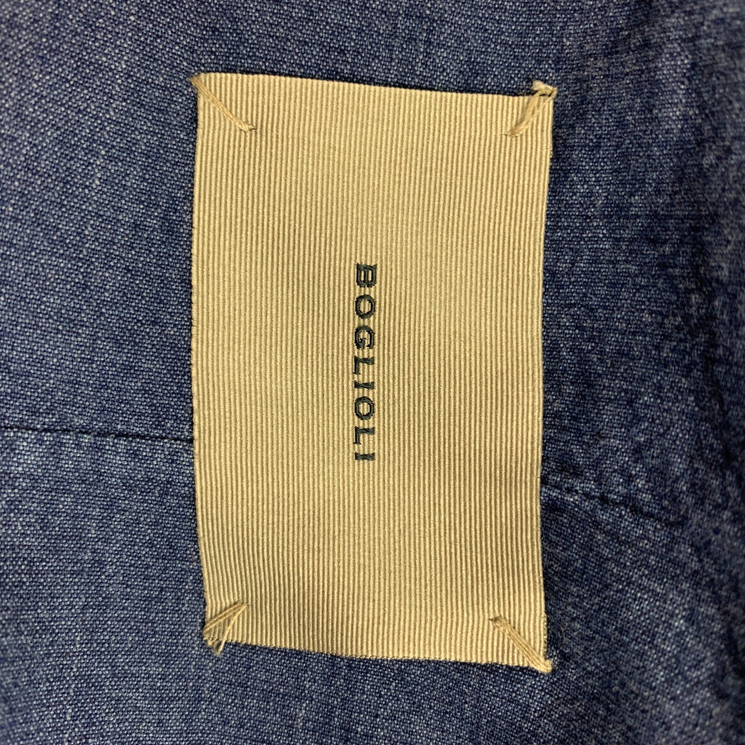 BOGLIOLI Size 34 Blue Cotton Single Breasted Sport Coat