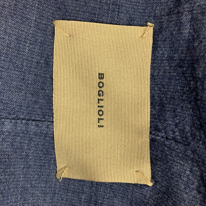 BOGLIOLI Size 34 Blue Cotton Single Breasted Sport Coat