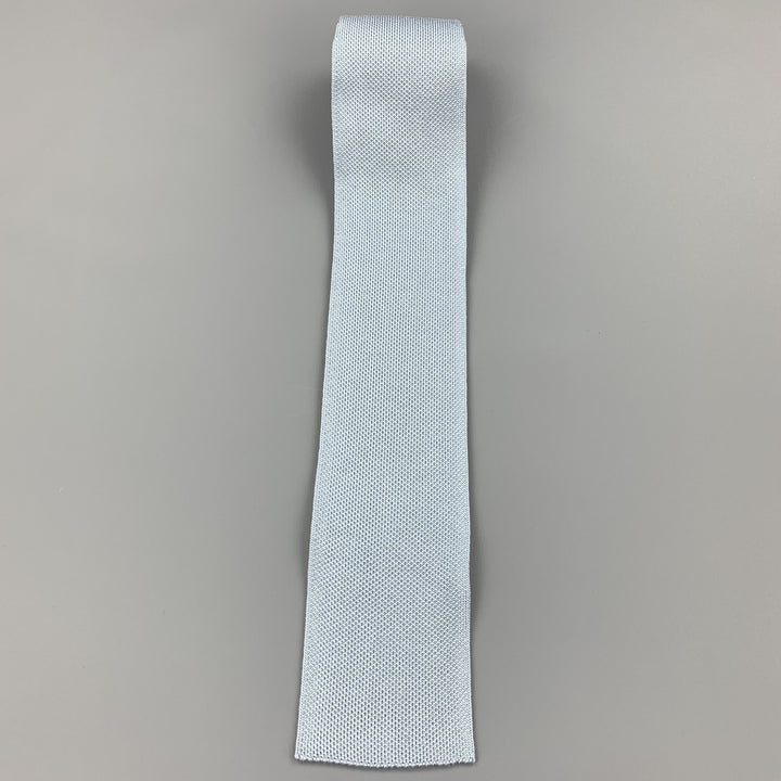 HERMES Pastel Blue Woven Silk Tie