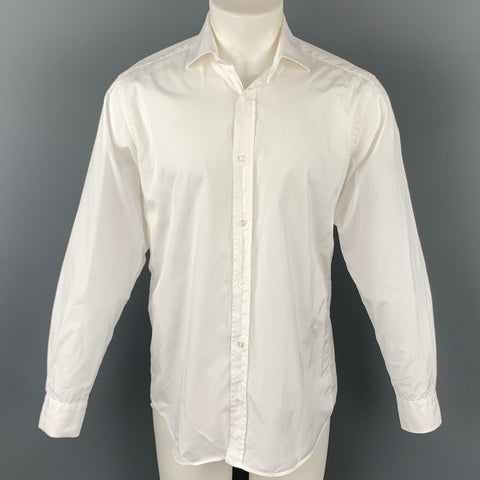 HERMES Size M White Cotton Button Up Long Sleeve Shirt