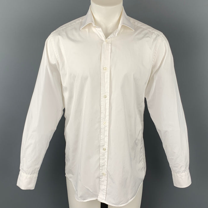 HERMES Size M White Cotton Button Up Long Sleeve Shirt