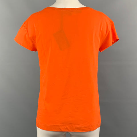 LOVE MOSCHINO Size 4 Orange Floral Graphic Cotton T-Shirt