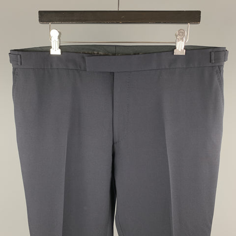 RALPH LAUREN Black Label Size 37 Navy Solid Wool Tuxedo Dress Pants