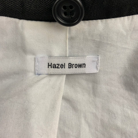 HAZEL BROWN Taille 2 Blazer boutonné en coton / Lycra noir à revers cranté