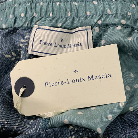 PIERRE-LOUIS MASCIA Size XL Blue Grey Print Silk Camp Suit